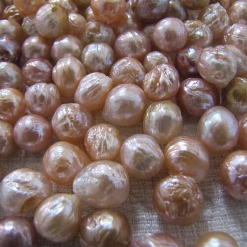 Natural Irregular Pearl Edison Baroque Pearl Loose Bead Shape Particle Wrinkled Leather Manual Diy Half Hole 11-12MM 5PCS