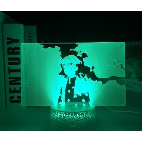 Anime Demon Slayer Zenitsu 16 Colors Remote 3D LED White Base Lamp for Kids Bedroom Decor Light Child Birthday Gift Table Lamp