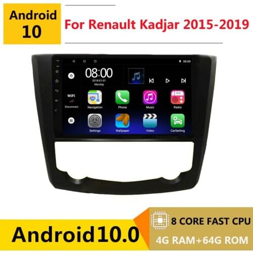 2 din 8 core android 10 car radio auto stereo for Renault Kadjar 2015 2016 2017 2018 2019 navigation GPS DVD Multimedia Player