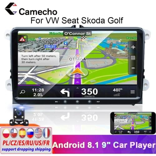 Camecho 2 Din Car Radio Android 8.1 GPS Navigation 2din Autoradio For VW Volkswagen Skoda Fabia Altea Octavia Golf Polo Stereo