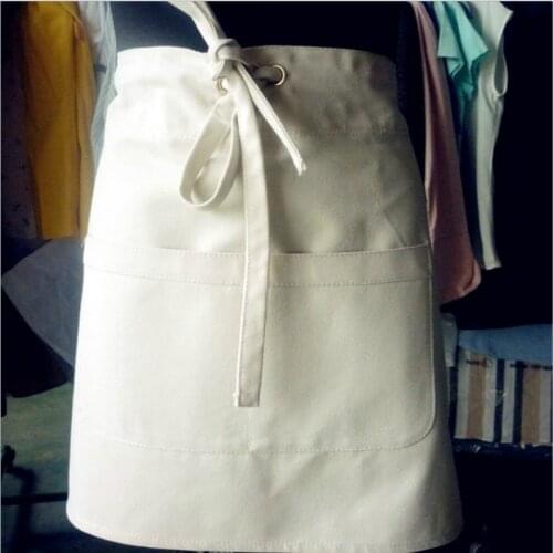 Washed canvas white waist half body work apron painting apron