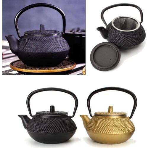 300ml Japanese Style Cast Iron Kettle Tetsubin Teapot Comes With Strainer Flower Tea Set Puer Kettle Coffee Teapot 2 Colors