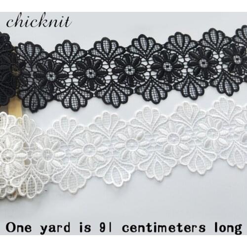 CHICKNIT wide 8.8cm Black white water soluble Lace Trims Embroidery lace ribbon garment accessories supplier DB18