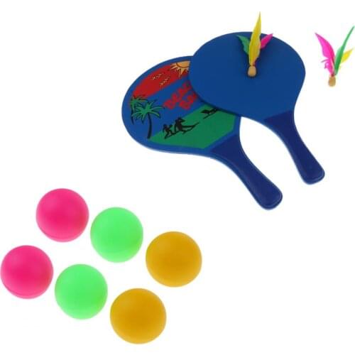 Children Kids 1 Pair Beach Tennis Racquets / Racket & 6pcs Table Tennis Balls Cat Balls Toy