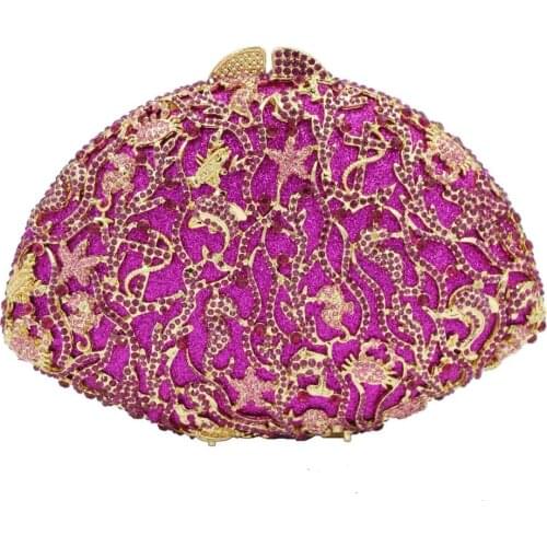Fuchsia Designer Women Party Purse Luxury Crystal Diamond Wedding Bags Bridal Purse Female Clutch Bags Evening Bags SC646