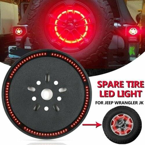 For 2007-2016 Jeep Wrangler JL JLU Spare Tire Brake Light LED 3rd Third Brake Light Wheel Tail Rear Light