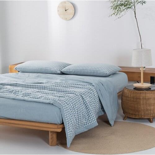 Home Textile Stripe Quilt Set Duvet Cover Pillow Case Bed Sheet AB Side Comforter Cover Boy Kid Teen Girl Bedding Linens Set