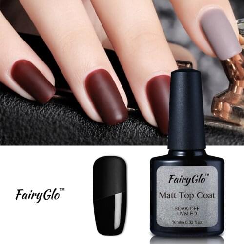 FairyGlo Nail Polish Matt Top Coat 10ML Soak Off Stamping Paint Nail Polish Nail Art Matt Coat Vernis Ongle Top Nail Gelpolish