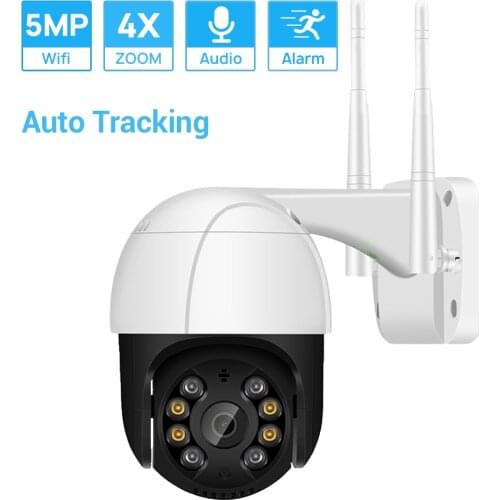 HAMROL 5MP PTZ Wifi IP Camera 4XDigital ZOOM Auto Tracking AI Human Detection Waterproof Outdoor Camera ONVIF ICSEE H.265X