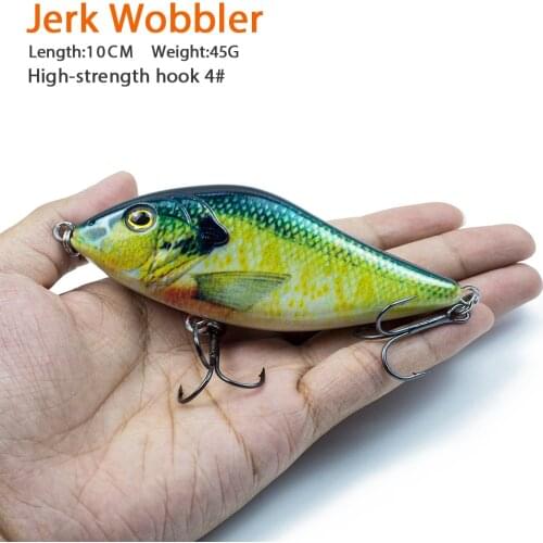 Hanlin Crankbait Lifelike 100MM 45G Slow Sinking Jerkbait Fishing Lure Slider Swim Action Hard Body Jerk Bait for Pike Musky