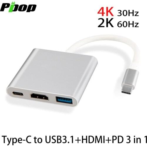 Type-c to HDMI USB3.0 PD HD 4K adapter cable three-in-one HUB USB3.1 hub