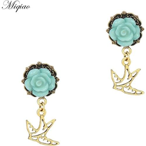 Miqiao 2pcs Hot Sale Stainless Steel Rose Flower Small Swallow Pendant 14mm-20mm Exquisite Piercing Jewelry