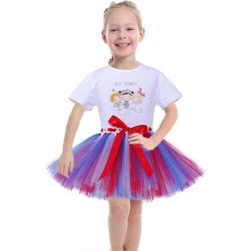 Fashion Kids Clothes for Teenagers Princess Party Girls Tulle Skirt Baby Girl Summer Skirts Set Short Skirt and T-shirt 2pc