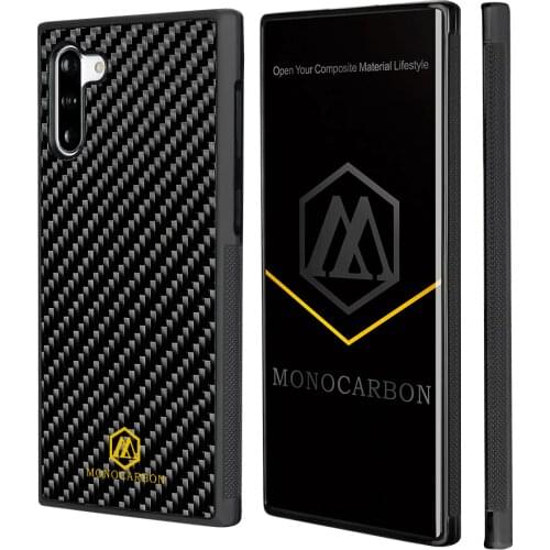 MONOCARBON Genuine Carbon Fiber Case for Samsung Galaxy Note 10 10 Plus 5G Anti Slide- Non Slip Carbon Fibre Case Cover