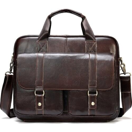New Mens Real-leather Bag Business Briefcase Leisure Fashion European And American Vintage Mens Shoulder Messenger Bag Handbag