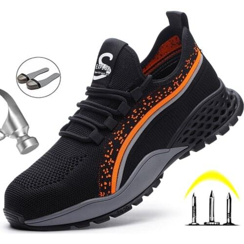 2020 New Design Work Sneakers For Men Steel Toe Work Safety Boots Men Construction Indestructible Shoes Breathable Male Shoes