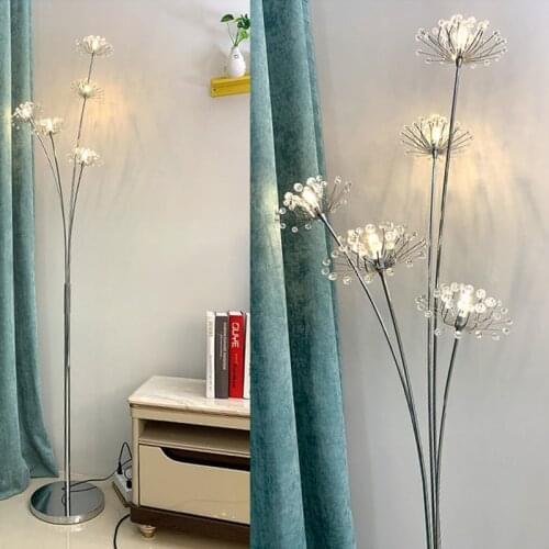 Nordic Floor Lamps Luxury Dandelion Crystal Stand Lamp For Living Room Bedroom Bedside Corner Floor Lights Home Decor Led Lights