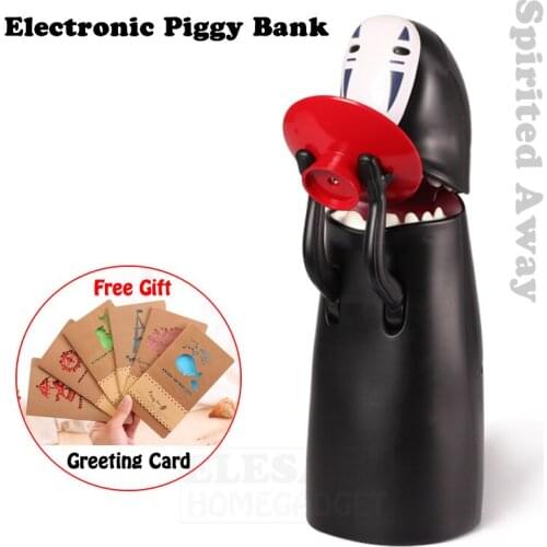 New Plastic Money Box Electronic Piggy Bank Spirited Away Faceless Eat Coin Automatically For Kids Birthday Christmas Gift