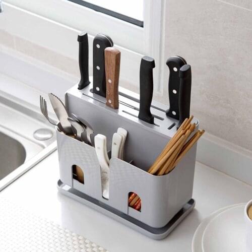 New PP Knife Block Stand Knife Holder Chopsticks Forks Holder Tableware Storage Box Container Kitchen Storage Rack Shelf