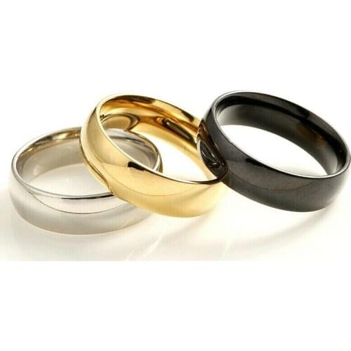 Wholesale 50pcs Silver Gold Black Stainless Steel Rings Jewelry Simple Bands