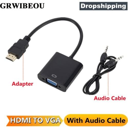 HDMI to VGA Converter Male To Female HDMI TO VGA Adapter With Audio Cable Digital to Analog HDMI TO VGA Video Audio For Tablet