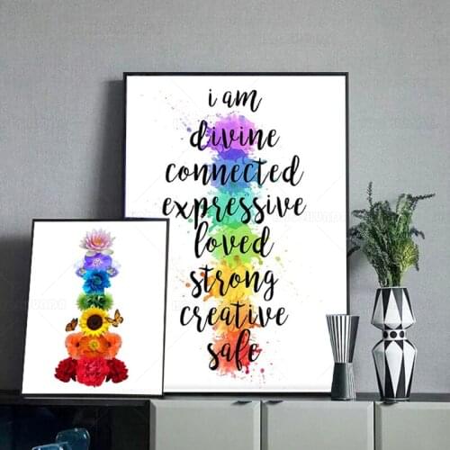 Chakra Poster Canvas Painting Mindfulness Gift Gym Yoga Studio Decoration Picture Mindful Chakra Meditation Wall Art Prints