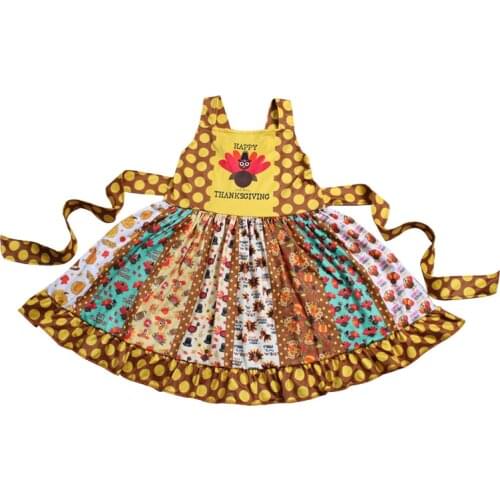Spring and summer girl dress new fashion girl clothes printed turkey dresses Thanksgiving Day Outfits