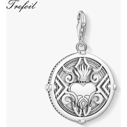 Heart with Flames Charms Pendant,Fashion Jewelry 925 Sterling Silver Vintage Gift For Women Men Boy Girls Fit Bracelet Necklace