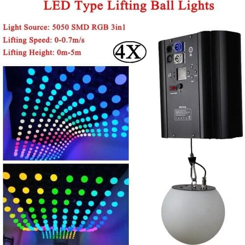 4Pcs/Lot Up Down Lifting Height 0m-5m Full Color RGB DMX Stage Kinetic Magic Ball Hanging Lift Led Ball Light For Disco DJ Show