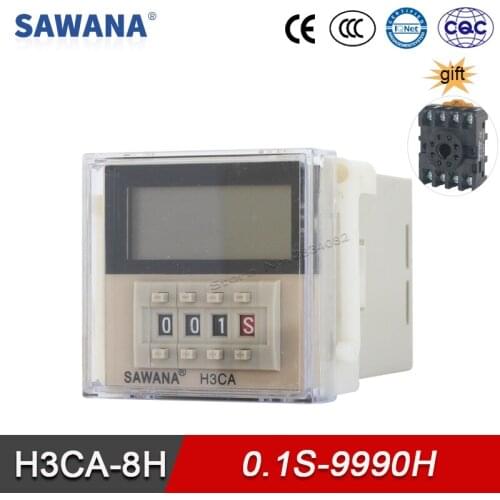 Time Relay Digital Time SWITCH ON-delay SPDT 24VDC 220VAC 0.1S-9990H H3CA-8H 8 Pins Socket Base LCD Solid State Time RELAYS