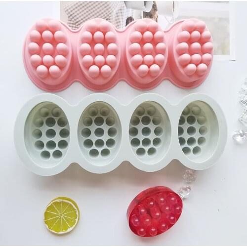4 Cavity Silicone Soap Mold for Massage Therapy Bar Making Tools DIY Homemade Oval Spa Soaps Mould Candle Mold