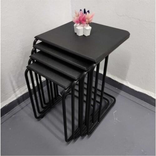 Modern Luxury Mdf 4'lü Metal Flip White Honeycomb Coffee table, Both Zigon Both Medium Tripod Can Model coffe table