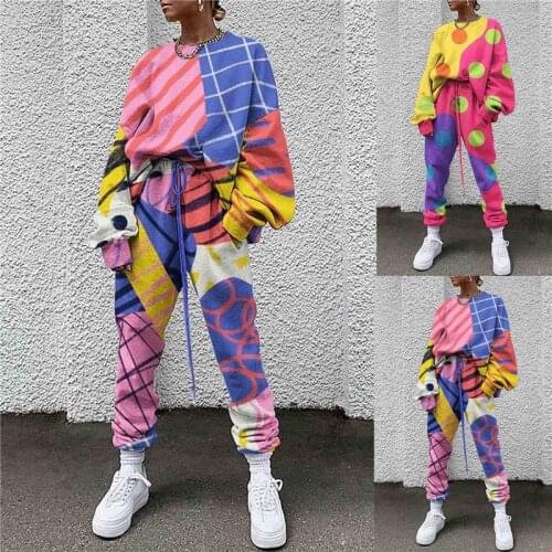 Print Tracksuit Women Two Piece Set Spring Autumn Clothes Pullover Top and Pants Sweat Suits Female Casual Outfits Jogging Femme