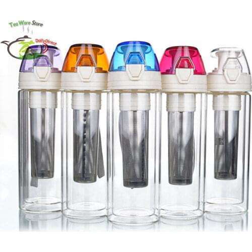 Lots Multi-colored Heat Resistant Double Wall Glass Tea Tumbler with Infuser 270ml Healthy Travel Cup Portable Sport Bottle