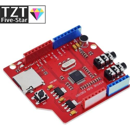 TZT VS1053 VS1053B Stereo Audio MP3 Player Shield Record Decode Development Board Module With TF Card Slot For Arduino UNO R3