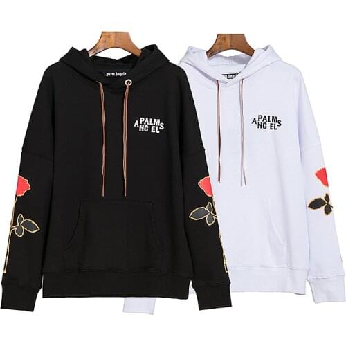 Palm Angels 21SS Letter Logo Men and Women Rose Angel Hoodie , Sports Jacket, Loose, Trendy, Men Hooded Sweatshirt