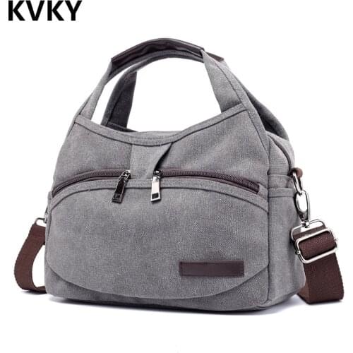 Vintage Canvas Bag Women Handbags Multi-pocket Hobos Shoulder Bag Female Casual Tote Bag Ladies Crossbody Bag Bolsas Feminina