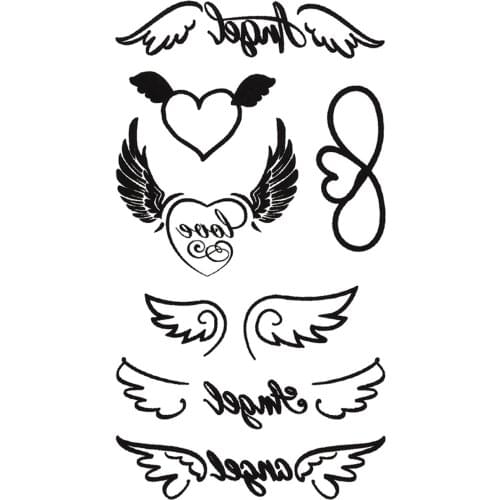 Waterproof temporary tattoo stickers angel wings love sexy flash pattern fake tattoo woman man fake tattoo art