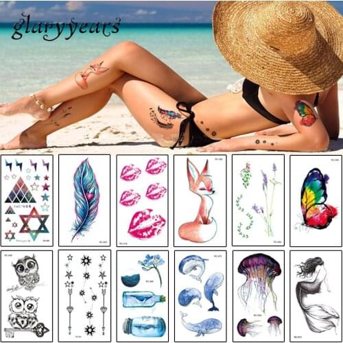 Glaryyears 10 Pieces/set 10.5*6cm Temporary Tattoo Sticker Beauty Body Art Waterproof Halloween Water Transfer RC Tattoo Cute