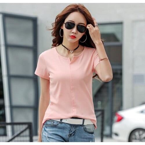 2019 S-4XL Summer Basic T Shirt Women Korea Style Short Sleeve T-shirt Casual Women Tshirt Shirt Female Tops Tee Woman Clothes