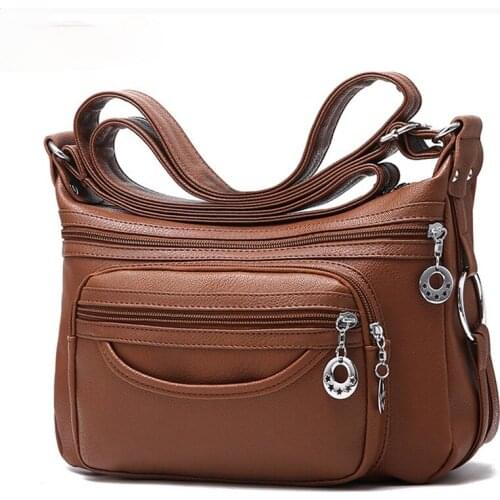 Ladies Casual Hobos Crossbody Bags Women Messenger Bags Soft washed PU Leather Shoulder Bag Female Handbag Zipper Decoration