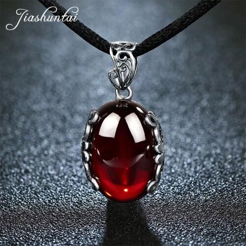 JIASHUNTAI Vintage 100% 925 Sterling Silver Pendant For Women Natural Precious Stones Retro Thai Silver Necklace Pendant Jewelry