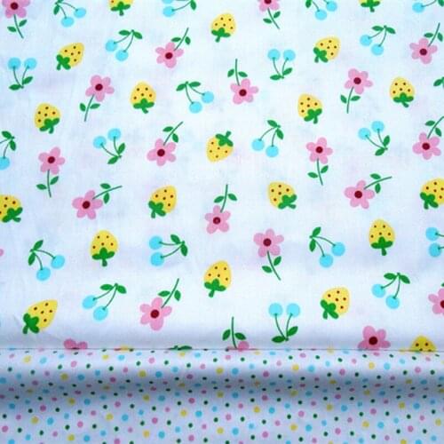 ZY DIY Fashion 2 Designs 40x50cm Flower Fruit & Colorful Polka Dot Printed 100% Cotton Fabric Bundle For DIY sewing Doll Cloth