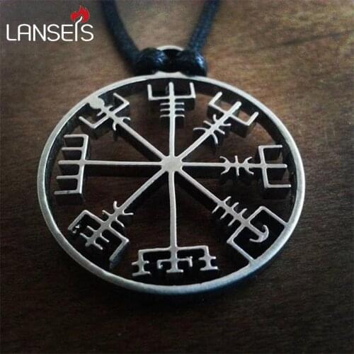 1pcs viking odins symbol of norse runic pendant necklace Viking Runes Vegvisir Compass Pendant