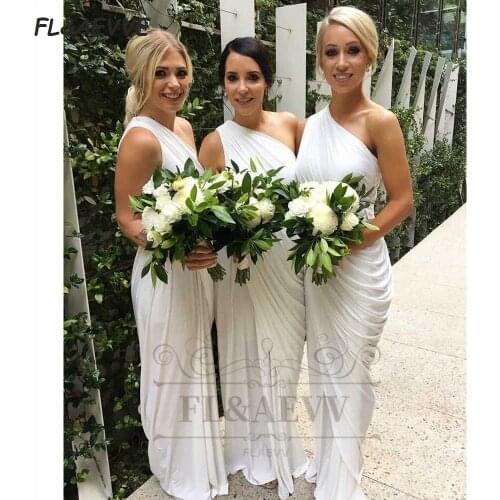 2021 White Bridesmaid Dresses One Soulder Sheath South African Bridesmaid Dress Black Girls Wedding Party Gowns