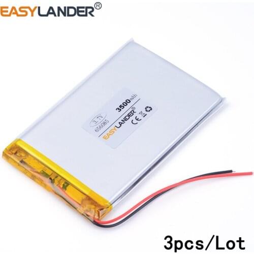 3pcs /Lot 3500mAH 656085 3.7v lithium Li ion polymer rechargeable battery for tablet pc MOBILE POWER BANK GPS cell phone speaker