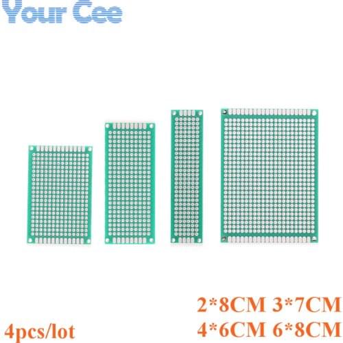 4pcs/lot 2X8 4X6 5X7 6X8 Double Side Prototype Diy PCB Universal Printed Circuit Board Protoboard Kit 2*8 4*6 5*7 6*8