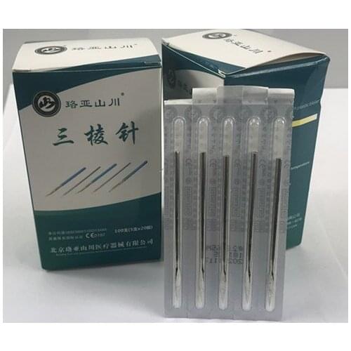 50 pcs shanchuan 1.6*65mm/2.6*65mm three-edged needle for acupuncture therapy use single pack
