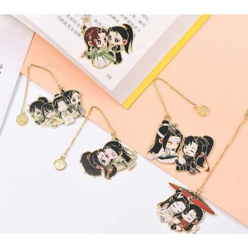 Anime Tian Guan Ci Fu Hua Cheng Xie Lian Cute Metal Bookmarks Chinese style Antiquity Classic Tassels Bookmarks Xmas Gifts