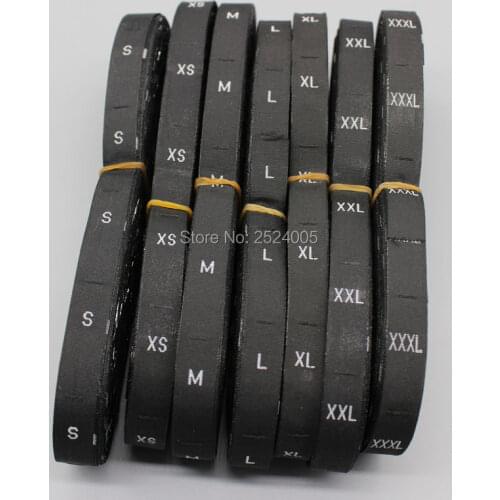 Free shipping GARMENT SIZE LABEL/clothing tags Black background White letters/white background with black letters 1000 pcs/roll